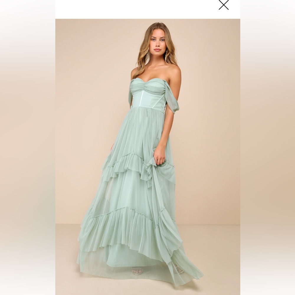 Lulu's Mint Green Off-Shoulder Dress